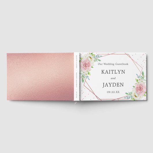 シック幾何バラゴールドフォイル結婚フローラ ゲストブック (全面)