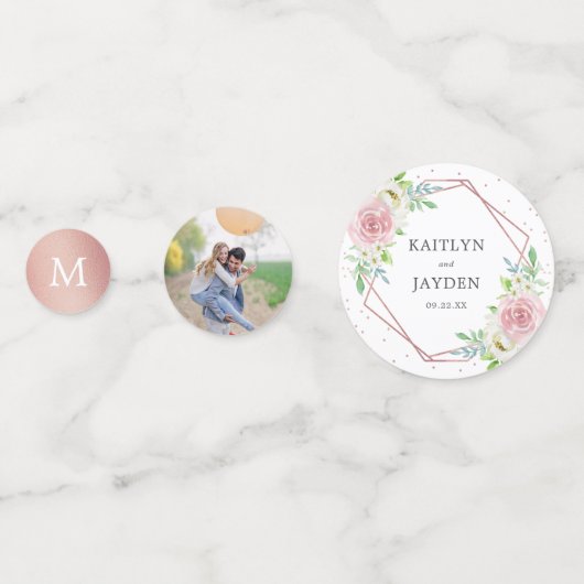 シック幾何バラゴールドフォイル結婚フローラ コンフェッティ (正面)