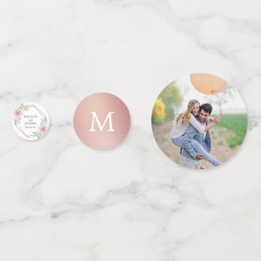 シック幾何バラゴールドフォイル結婚フローラ コンフェッティ (裏面)