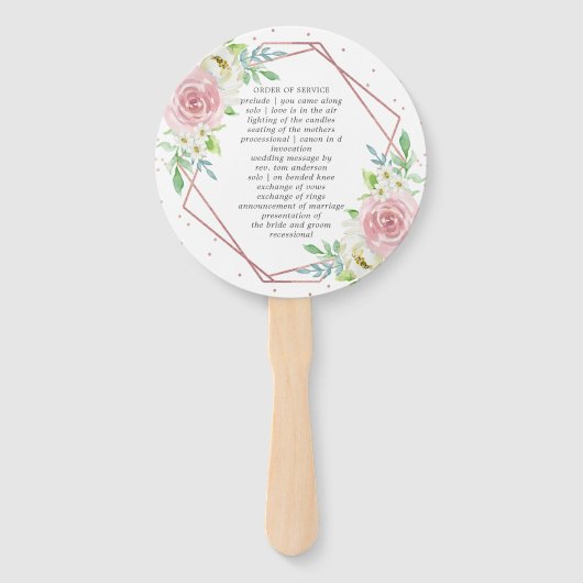 シック幾何バラゴールドフォイル結婚フローラ ハンドファン (裏面)