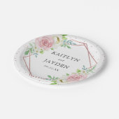 シック幾何バラゴールドフォイル結婚フローラ ペーパープレート (アングル)