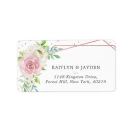 シック幾何バラゴールドフォイル結婚フローラ ラベル