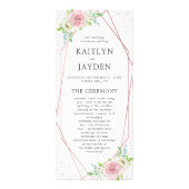 シック幾何バラ金ゴールドフローラ結婚式 プログラム (正面)