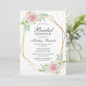 シック幾何学ゴールドフォイルフローラブライダルシャワー 招待状 (スタンド正面)