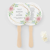 シック幾何学的ゴールドフォイル結婚フローラ ハンドファン (正面&裏面)