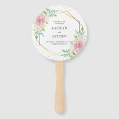 シック幾何学的ゴールドフォイル結婚フローラ ハンドファン (正面)