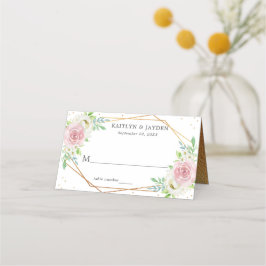 シック幾何学的ゴールドフォイル結婚フローラ プレイスカード