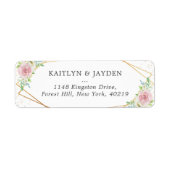 シック幾何学的ゴールドフォイル結婚フローラ ラベル (正面)