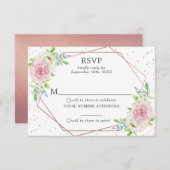 シック幾何学的バラゴールドフォイルフローラウェディングRSVP 招待状 (正面/裏面)