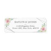 シック幾何学銀箔フローラ結婚ズ ラベル (正面)