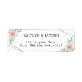 シック幾何学銀箔フローラ結婚ズ ラベル