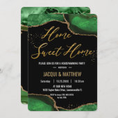 シック引っ越し祝いパーティーパーティーエメラルドグリーンアゲート大理石 招待状 (正面/裏面)