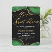 シック引っ越し祝いパーティーパーティーエメラルドグリーンアゲート大理石 招待状 (スタンド正面)