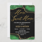 シック引っ越し祝いパーティーパーティーエメラルドグリーンアゲート大理石 招待状 (正面)