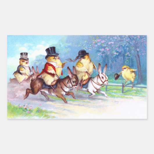 シック復活祭に乗る 長方形シール (正面)