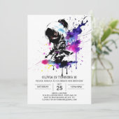 シック忍者カスタムガール誕生日 招待状 (スタンド正面)