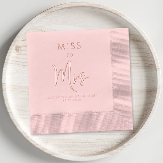 シック恋しく思to Mrsブライダルシャワーバラ金ゴールド 箔ナプキン