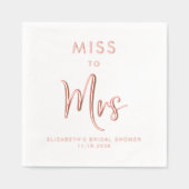 シック恋しく思to Mrsブライダルシャワーバラ金ゴールド 箔ナプキン (正面)