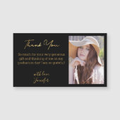 シック感謝してい金ゴールドyou卒業写真ブラックマグネット (正面)