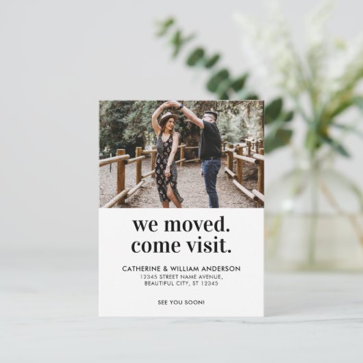 シック我々は訪問来写真タイポグラフィ移動 案内ポストカード (スタンド正面)