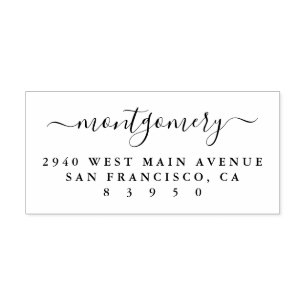 シック手書きスクリプトファミリ名差出人住所 ラバースタンプ