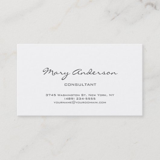 シック手書きスクリプトホワイトトレンディー名刺 名刺 (正面)