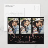 シック手書きバラ結婚金ゴールドの延期 ポストカード (正面/裏面)