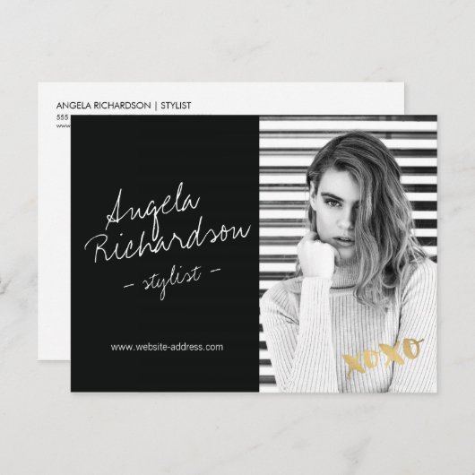 シック手書きファッションスタイリストアクターモデル写真 ポストカード (正面/裏面)