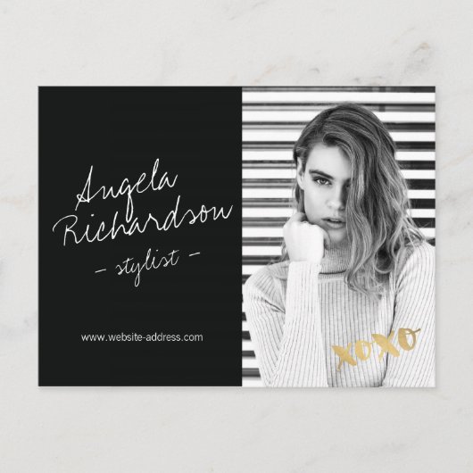 シック手書きファッションスタイリストアクターモデル写真 ポストカード (正面)