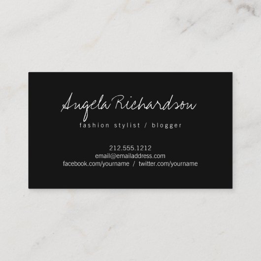 シック手書きファッションスタイリストアクターモデル写真 名刺 (裏面)