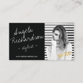 シック手書きファッションスタイリストアクターモデル写真 名刺 (正面)