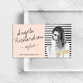 シック手書きファッションスタイリストアクターモデル写真 名刺