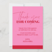 シック手書きホットピンクレッドグリッター サンキューカード (正面)