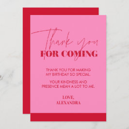 シック手書きホットピンクレッドグリッター サンキューカード