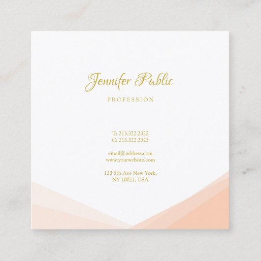 シック手書き金ゴールド名プロフェッショナルテンプレート スクエア名刺 (裏面)