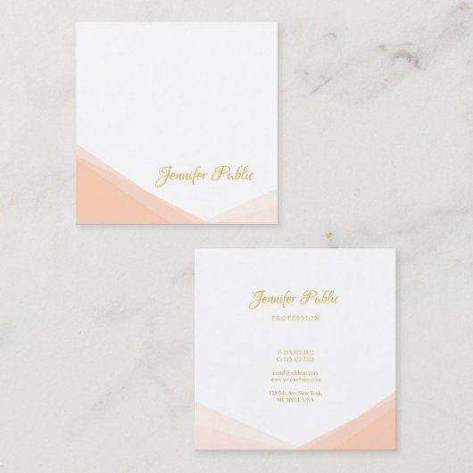 シック手書き金ゴールド名プロフェッショナルテンプレート スクエア名刺 (正面/裏面)