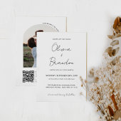 シック手書きQRコードアーチフレームフォト結婚ズ 招待状