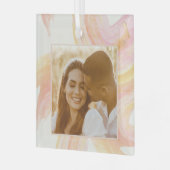 シック抽象芸術アートピーチウォーターカスタムカラー写真 ガラスオーナメント (正面左)