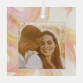 シック抽象芸術アートピーチウォーターカスタムカラー写真 ガラスオーナメント (裏面)