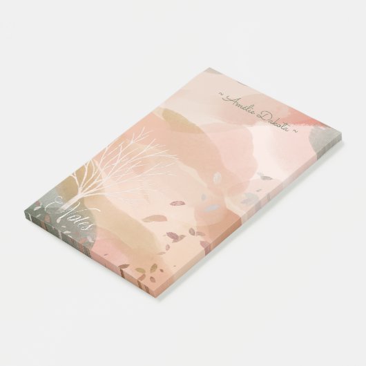 シック抽象芸術ウォーターカラーオータムツリー名前をカスタムする ポストイット (アングル)