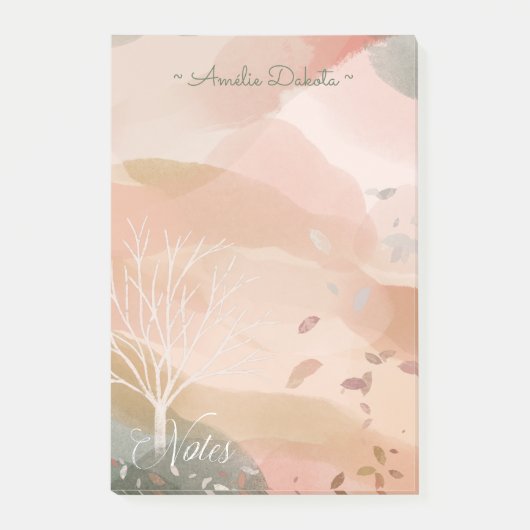 シック抽象芸術ウォーターカラーオータムツリー名前をカスタムする ポストイット (正面)