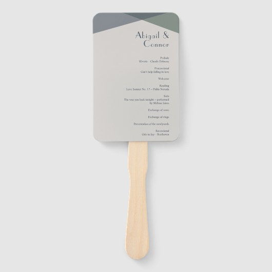 シック抽象芸術ジオメトリックセージ海軍ダスティブループログラム ハンドファン (正面)