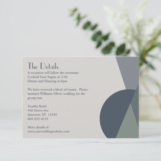 シック抽象芸術ジオメトリックセージ海軍ダスティブルー エンクロージャーカード (スタンド正面)