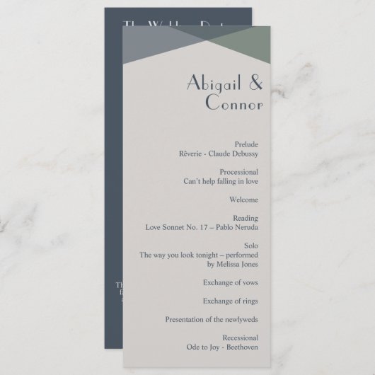 シック抽象芸術ジオメトリックセージ海軍ダスティブルー プログラム (正面/裏面)