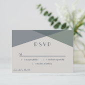 シック抽象芸術ジオメトリックセージ海軍ダスティブルー 出欠カード (スタンド正面)