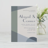 シック抽象芸術ジオメトリックセージ海軍ダスティブルー 招待状 (スタンド正面)