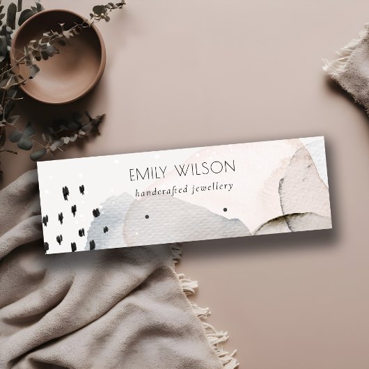 シック抽象芸術ピンクブルーウォーターカラーイヤリングディスプレイ スキニー名刺