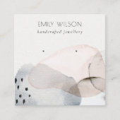 シック抽象芸術ピンクブルーウォーターカラーイヤリングディスプレイ スクエア名刺 (正面)