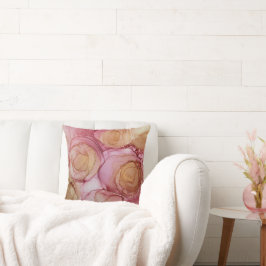 シック抽象芸術フローラバラブラウンベージュパープル クッション