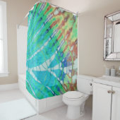 シック抽象芸術ボモダンホティール(緑がかった色)ブラウンろうけつ染め絞り染め シャワーカーテン (インサイチュ)
